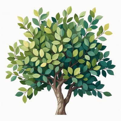 Tree with green leaves in full view