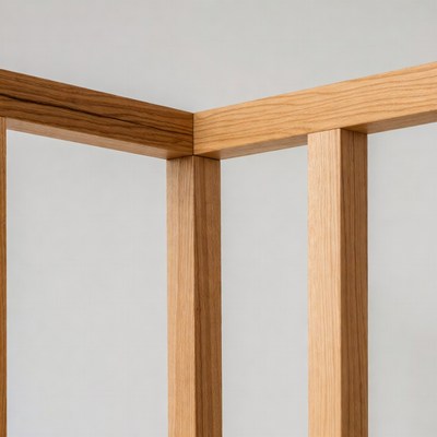 Wooden corner with vertical beams