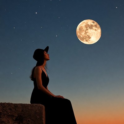 Watching the moon at dusk