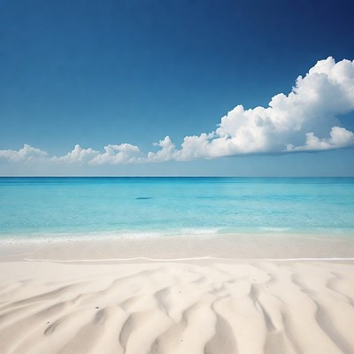 Clear blue water and white sand beach