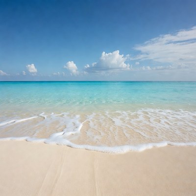 Ocean waves meet sandy shore during day