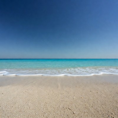 Bright sunny beach with clear ocean