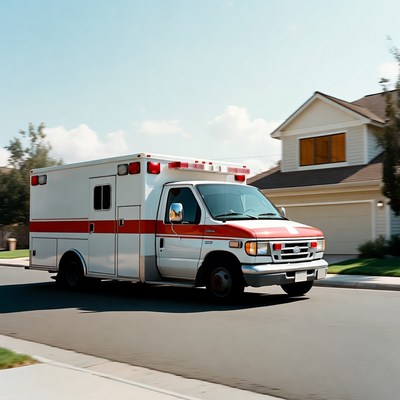 Emergency vehicle on residential street