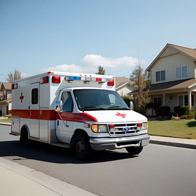 Ambulance drives through residential area