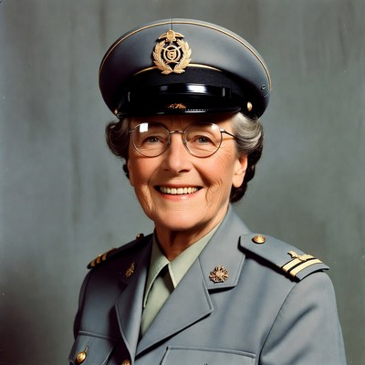 Portrait of smiling woman in military uniform