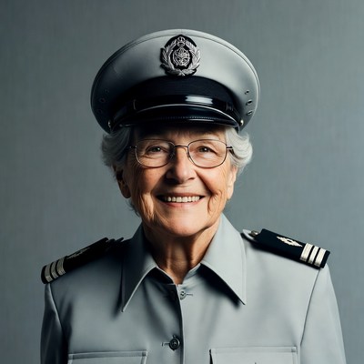 Elderly woman in military uniform