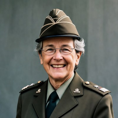 Smiling soldier in military uniform outdoors