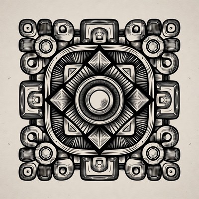 Abstract geometric design in black and white