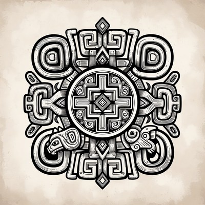 Ancient design with symbols and shapes