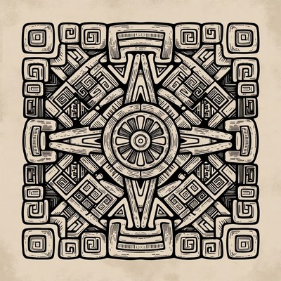 Mayan inspired geometric artwork design