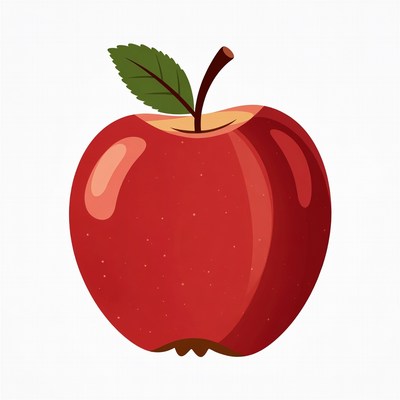 Red apple with green leaf on top