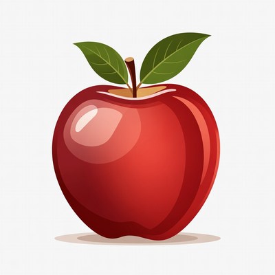 Red apple on white background
