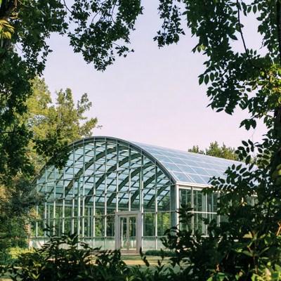Greenhouse nestled in natural setting