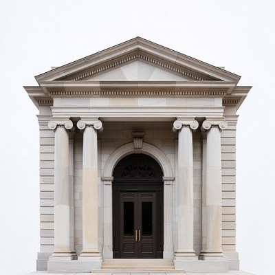 Classical building with pillars and door