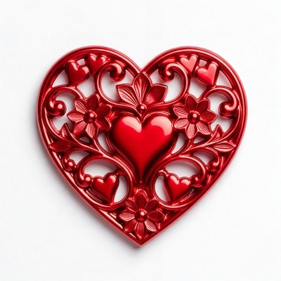 Ornate red heart decoration design