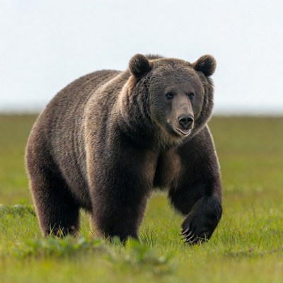 Bear walking in open field