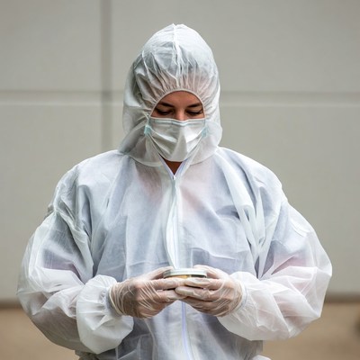 Medical worker in protective gear