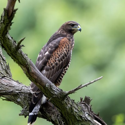 Hawk perched on tree branch in nature