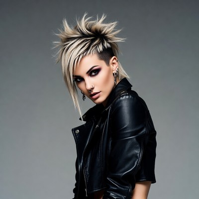 Modern hairstyle in studio setting