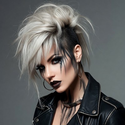 Bold hairstyle with striking makeup choice
