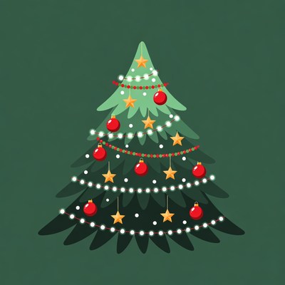 Christmas tree with decorations and lights