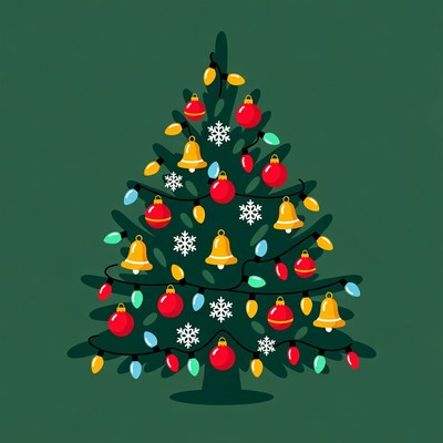 Christmas tree with decorations and lights