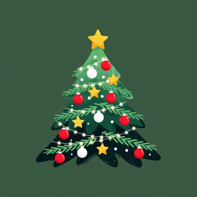 Christmas tree with decorations and lights