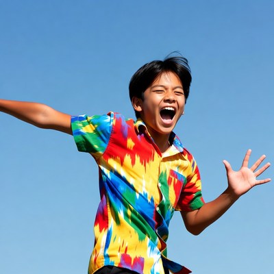 Boy playing under clear sky