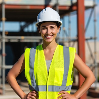 Construction worker on site smiling