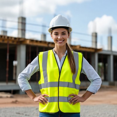 Construction worker on site smiling