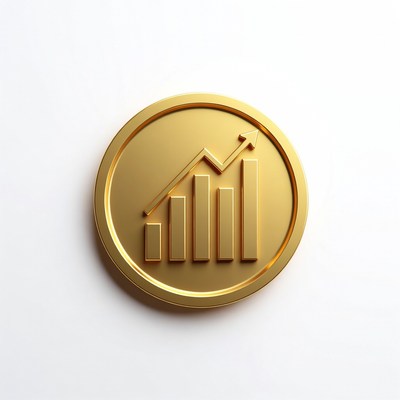 Gold coin with growth chart design