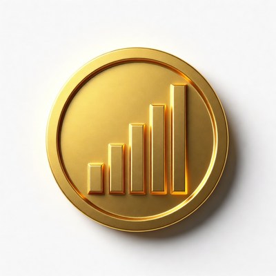 Gold chart symbol shows growth in data