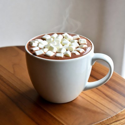 Hot chocolate with marshmallows in mug