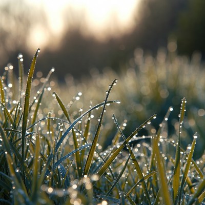 Morning dew on grass blades