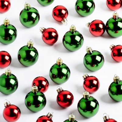 Christmas ornaments in green and red