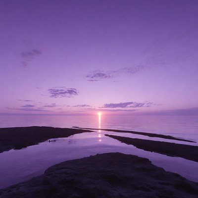 Sunset over calm sea view