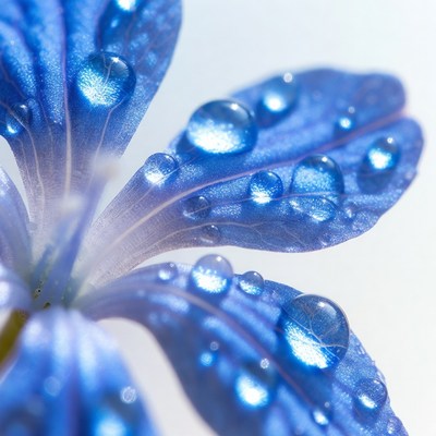Blue flower with water droplets