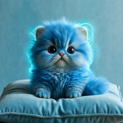 Fluffy blue cat on a pillow