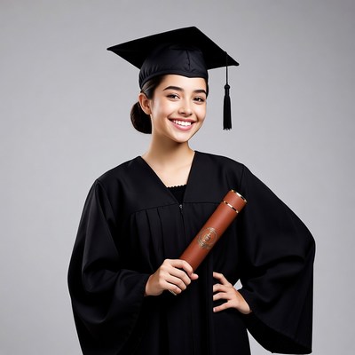 Graduation moment with diploma in hand