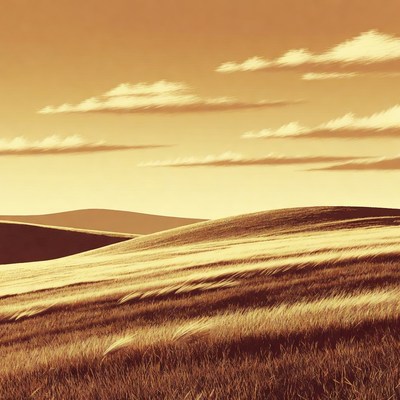 Rolling hills under cloudy sky