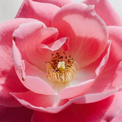 Pink bloom with delicate petals in focus