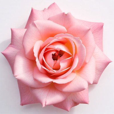 Blooming pink rose on a white background