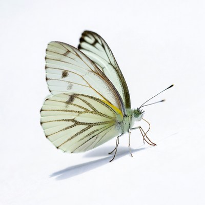White butterfly on a plain surface