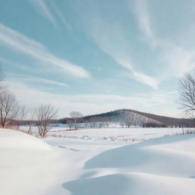Snowy landscape with clear sky