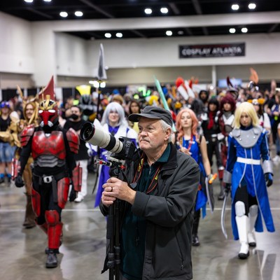 Photographer at cosplay event in convention