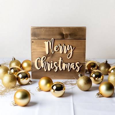 Christmas decorations with gold ornaments