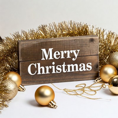 Merry christmas sign with decorations