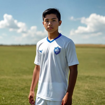 Young soccer player on field