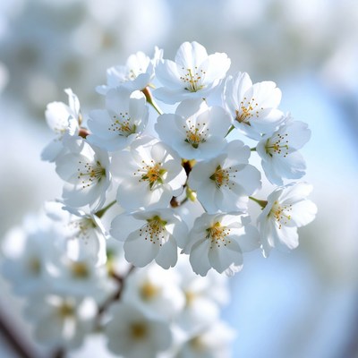 Cherry blossoms bloom in spring sunlight