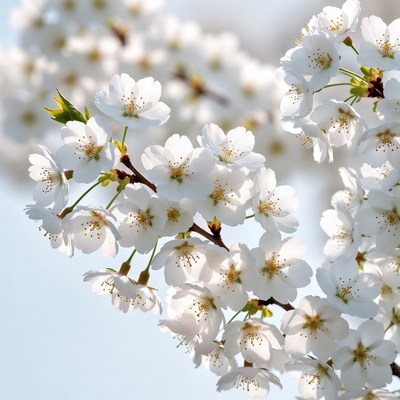 Cherry blossoms bloom in springtime garden